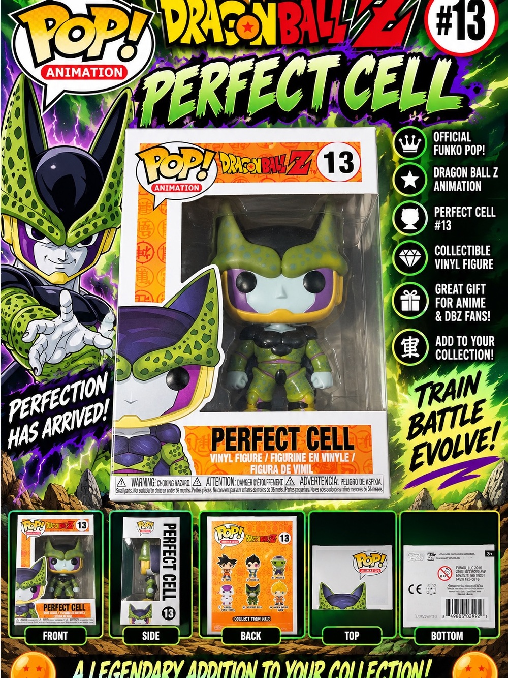 Funko Pop Dragon Ball Z Perfect Cell #13 DBZ Anime Vinyl Figure 2018